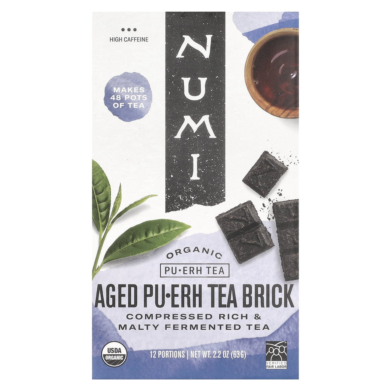Numi Aged Puerh Tea Bricks 12 Portions - 2.2 Oz
